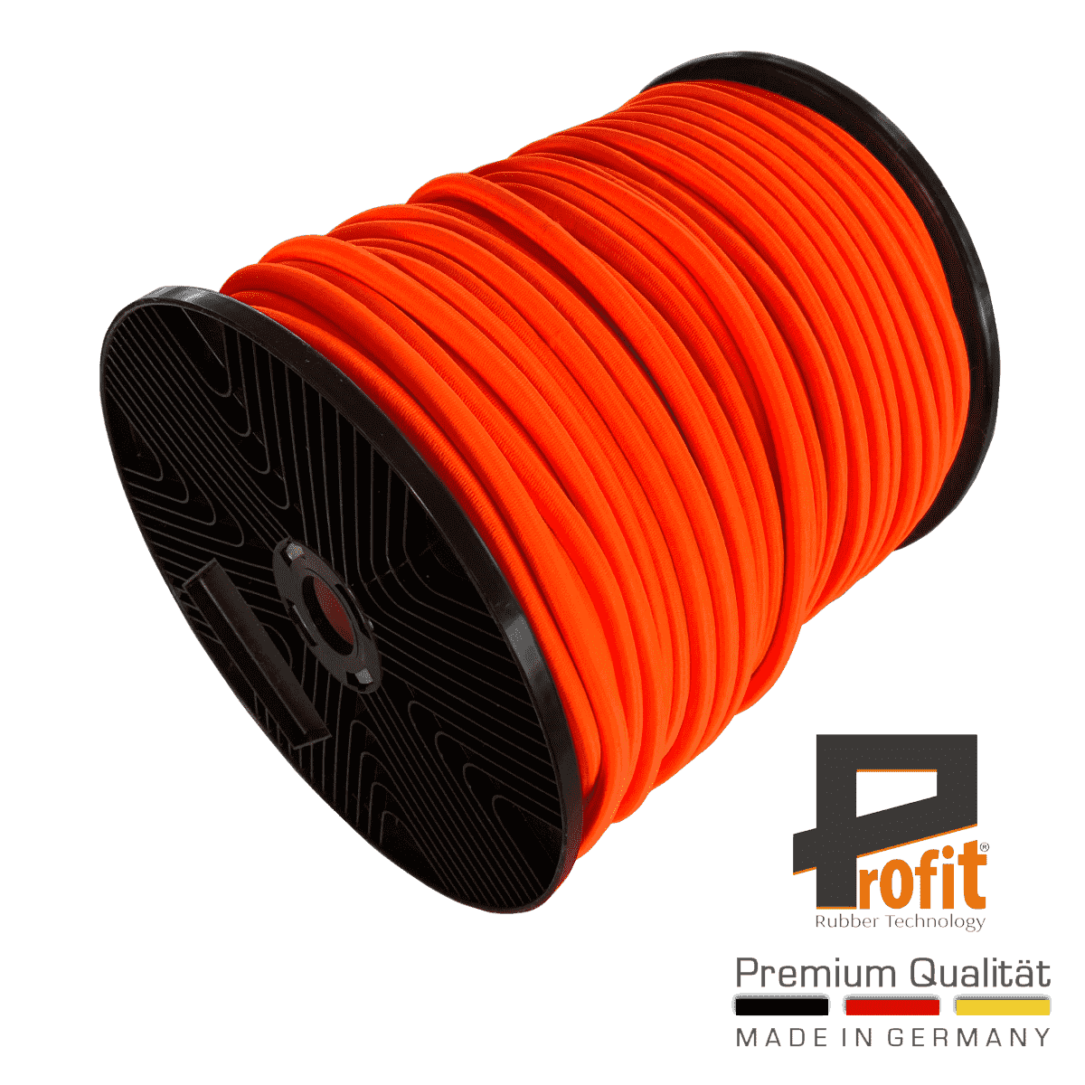 Gummiseil für Anhängerplane in Neonorange 6mm auf 100 Meter Rolle