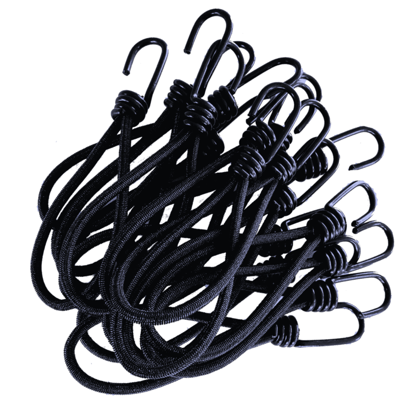 Spanngummis 250mm schwarz Spiralhaken - 25 Stück für vielseitige Anwendungen