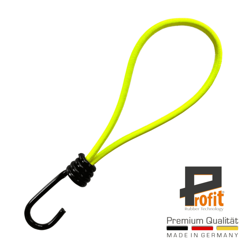 Expanderschlingen 180mm Neongelb mit Spiralhaken, robust und vielseitig 2
