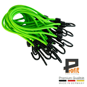 Zeltgummis Neongrün 180mm mit Spiralhaken 25 Stück für sicheren Halt