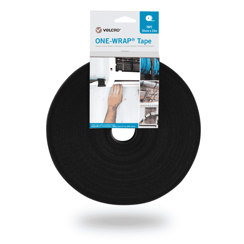 Klettband ONE-WRAP® 20mm x 25m auf Rolle Schwarz auf Rolle