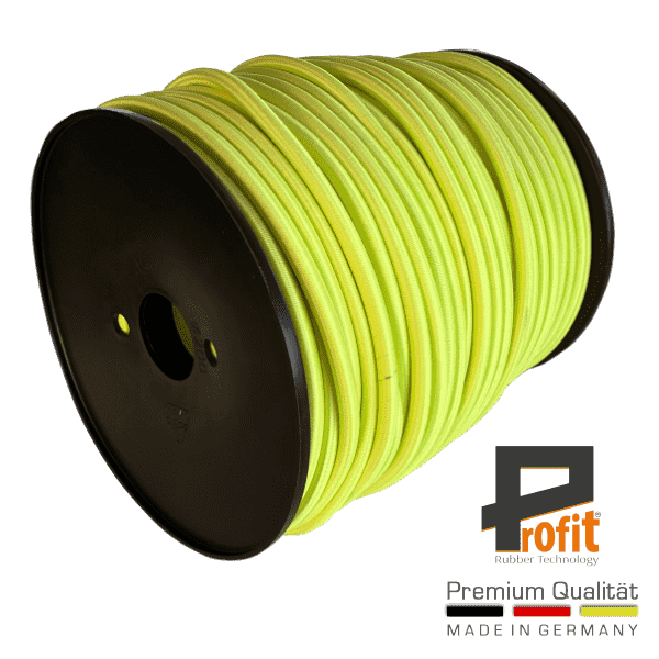 Expanderseil Anhänger in Neongelb, 6mm auf 100 Meter Rolle