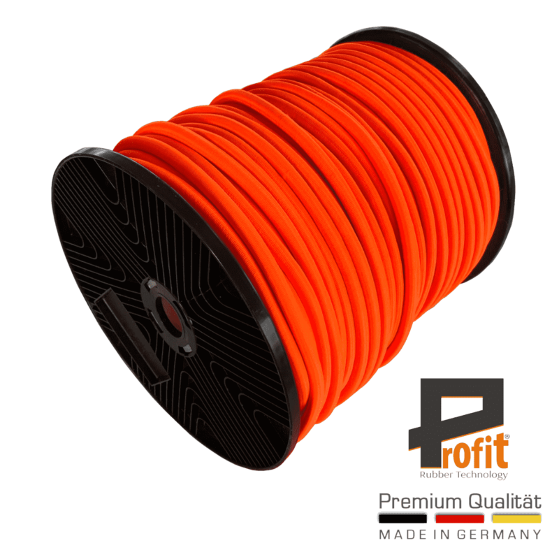 Gummiseil für Anhängerplane in Neonorange 6mm auf 100 Meter Rolle