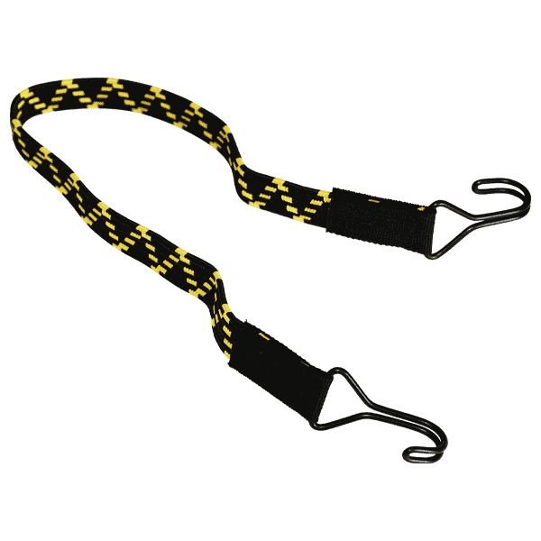 Flachbandgummi 2 Haken 60cm Gelb-Schwarz für sichere Befestigungen