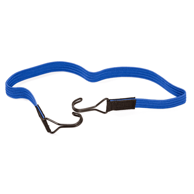 Flachbandgummi mit 2 Doppelhaken - Blau 80cm - 10 Stück, ideal für verschiedene Anwendungen