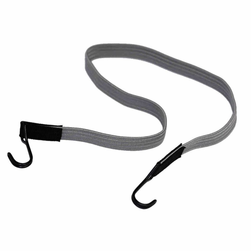 Gummiflachband Grau 100cm mit 2 Haken 10 Stück pro VE, vielseitig einsetzbar