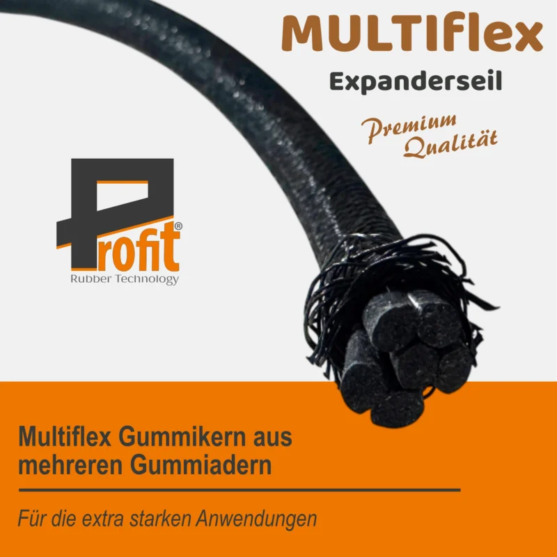 Expanderseil 20 Meter x 8mm Multiflex schwarz im Set mit 10 Spiralhaken für vielseitige Anwendungen 2
