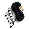 Expanderseil 20 Meter x 8mm Multiflex schwarz im Set mit 10 Spiralhaken für vielseitige Anwendungen