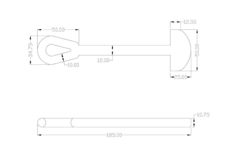 Detailaufnahme eines schwarzen EPDM Gummistroppens, Länge 185 mm